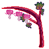 Pixel art of a bleeding hearts plant.